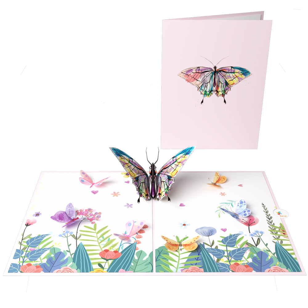 Charming Colorful Butterfly 3D Pop Card