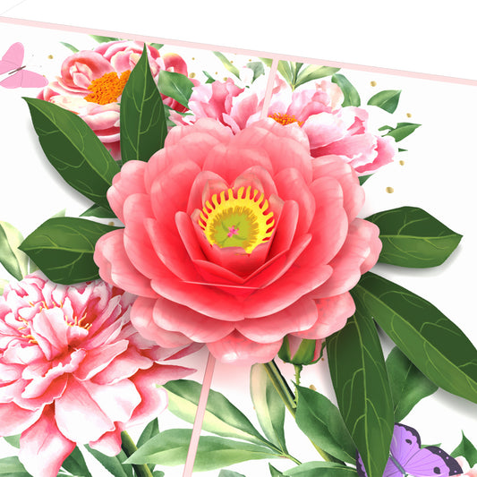 Peony Flower 3D Pop Card