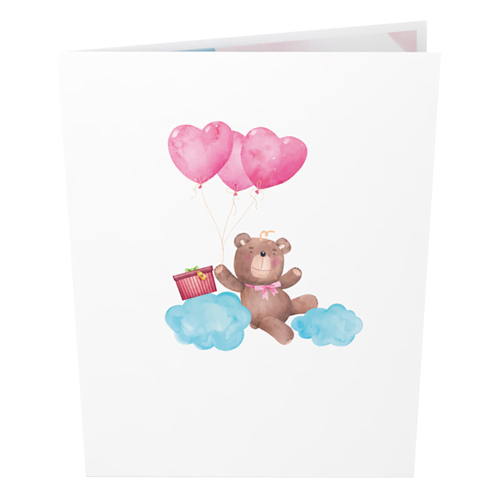 Lovely Teddy and Balloons 3D Pop Card